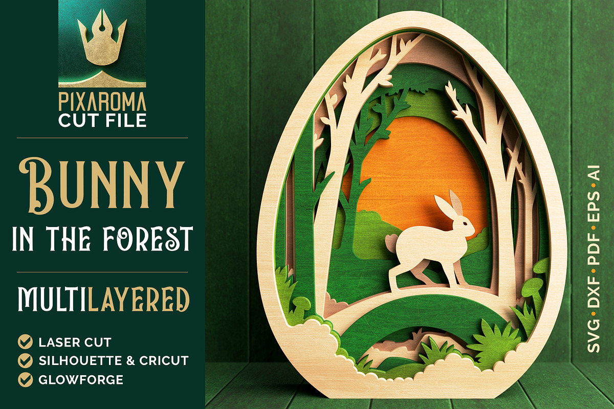 Bunny in the Forest 3D Layered SVG, an Animal Illustration by pixaroma (Photo 1 of 8)