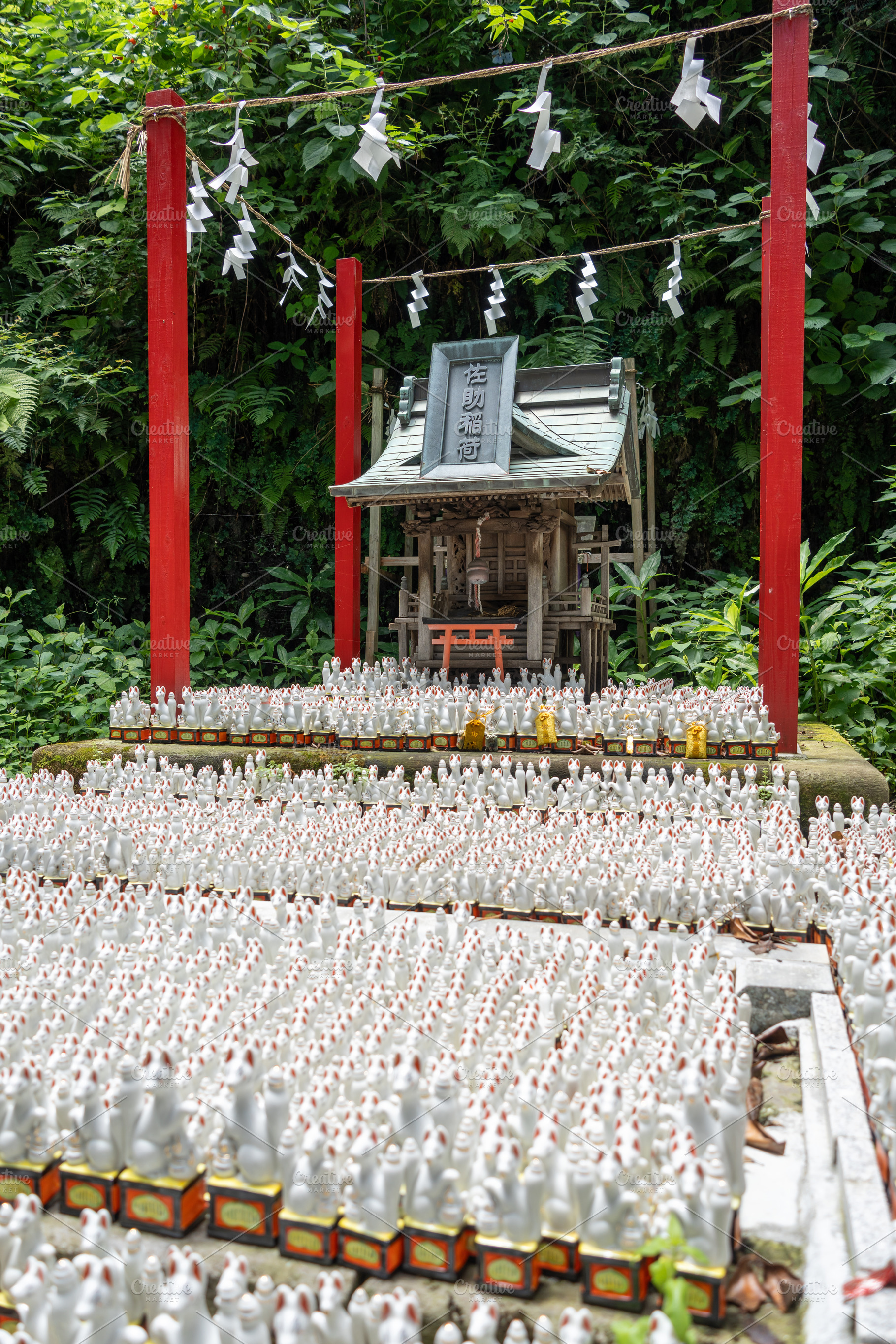 Inari offering figurines at Sasuke Inari-jinja in Kamakura, Japa, an Architecture Photo by GoodGoods