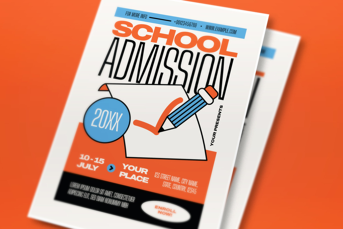 Orange School Admission Flyer Set, a Flyer Template by graphicook (Photo 2 of 3)