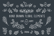 Hand drawn floral elements, a Decorative Illustration by Tkoko vectors & patterns (Thumbnail 1 of 8)