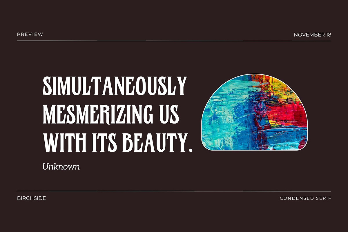 Birchside - A Condensed Serif, a Serif Font by Xelo Graph (Photo 5 of 8)