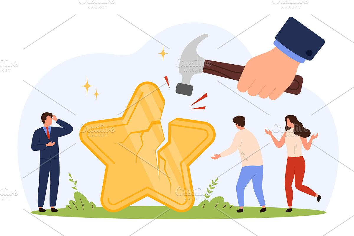 Negative Feedback Impact Reputation, a Finance Illustration by Flashvector