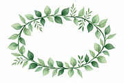 Watercolor Green Leaf Wreath Vector, an Illustration by hafijul (Thumbnail 10 of 12)