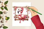 Valentine Cute Flamingo Clipart, a Seasonal Illustration by Craft Nest (Thumbnail 4 of 5)