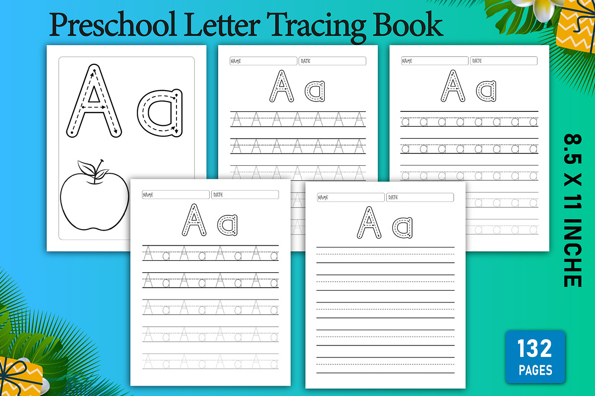 Preschool letter tracing workbook, a Stationery Template by Designmela01 (Photo 7 of 7)