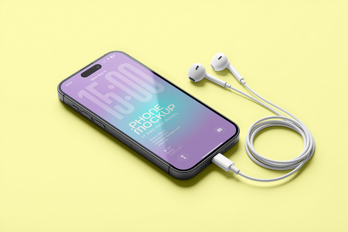 Phone Mockup on Editable Background., an iPhone Mockup by smishura (Photo 2 of 5)