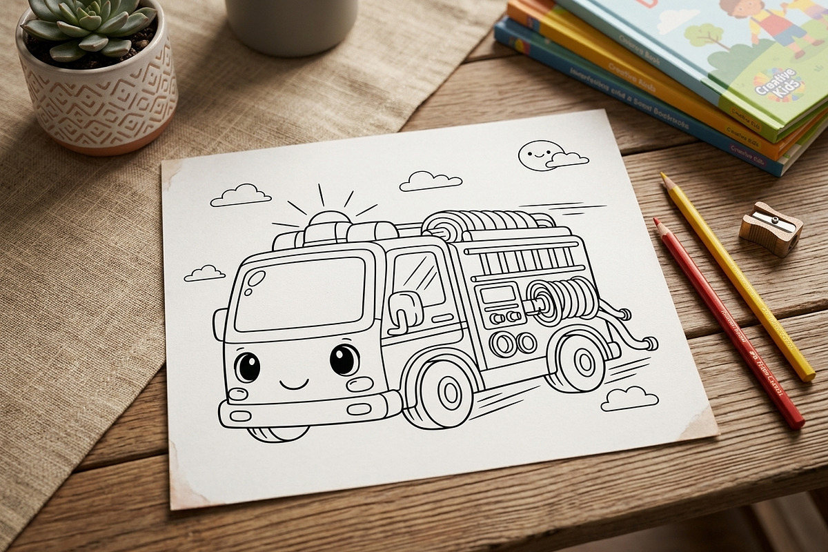 55 Emergency Vehicle Coloring Pages, a Transportation Illustration by ikarifq shop (Photo 4 of 5)
