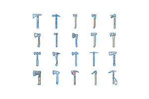 axe ax hatchet wood weapon icons, an Object Illustration by pikepicture