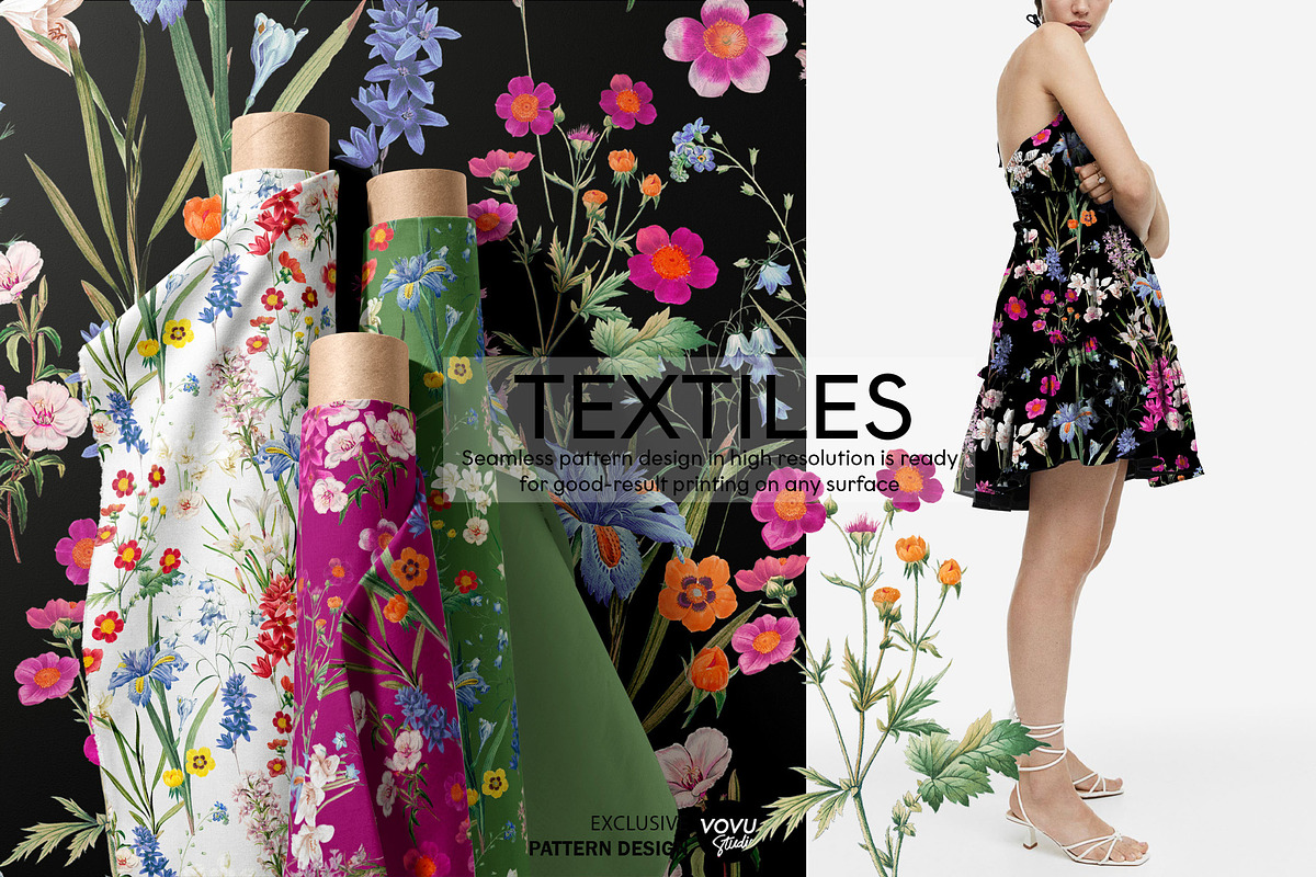 Summer flowers repeat pattern design, a Pattern Graphic by VOVU Studio (Photo 5 of 10)