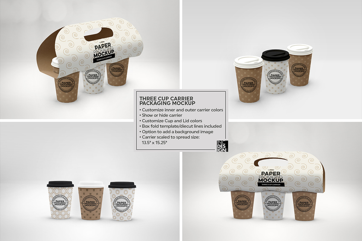 Three Cup Paper Carrier Mockup, a Cups & Container Mockup by INCDesign (Photo 3 of 12)