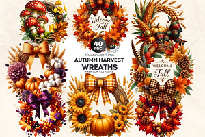 Autumn Harvest Wreaths Clipart, a Seasonal Illustration by ThatsDesignArt