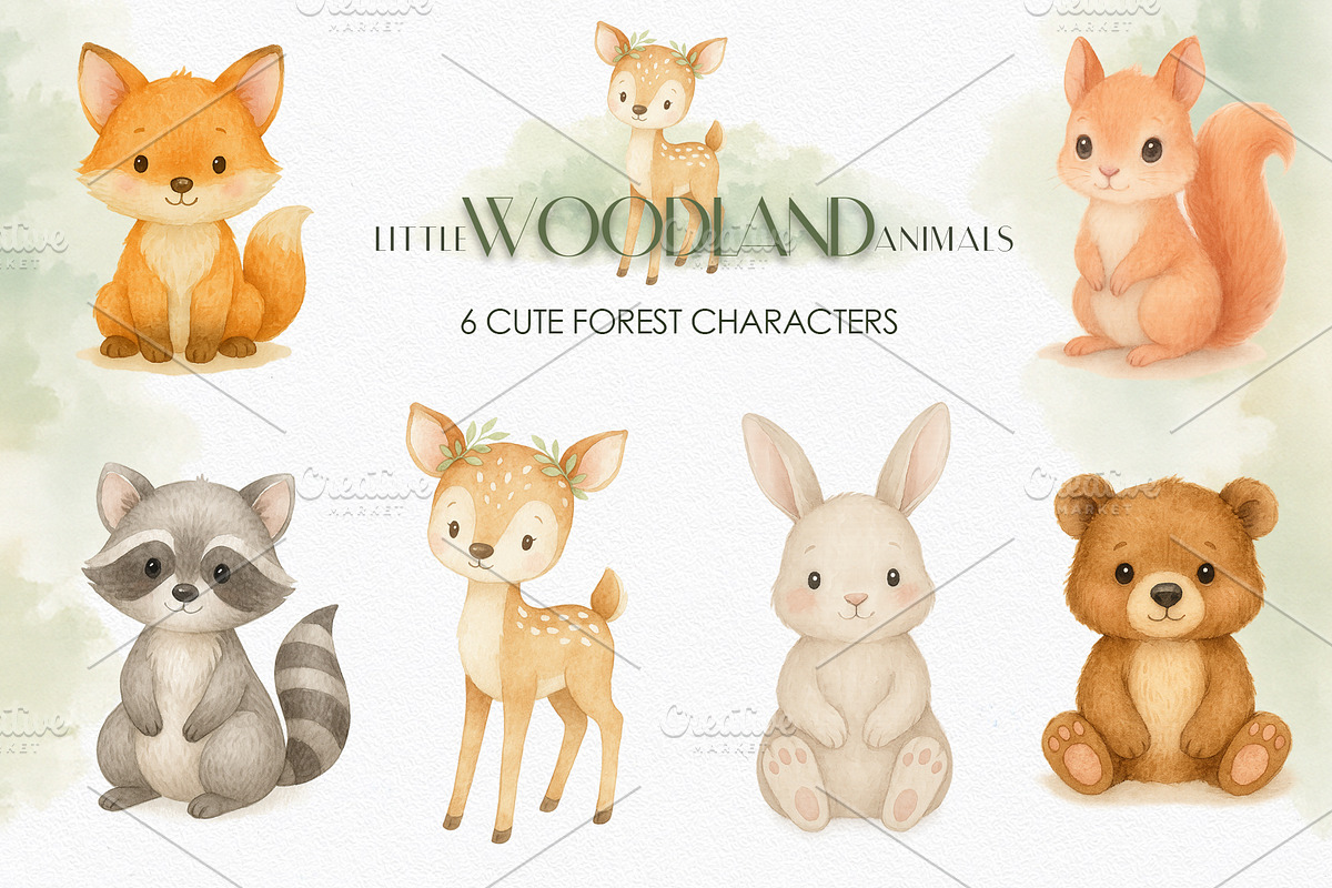 Woodland Animals Watercolor, an Animal Illustration by Ana-Sakuta (Photo 4 of 10)