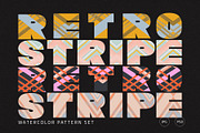 Watercolor Retro Stripe Pattern Pack, a Pattern Graphic by angelainthefields (Thumbnail 1 of 5)