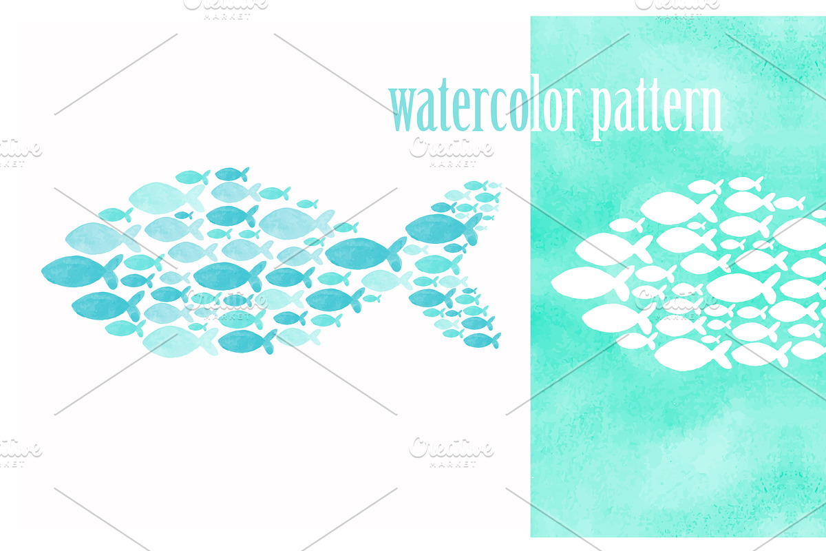 watercolor seamless sea fish, a Pattern Graphic by Vavavka (Photo 4 of 5)