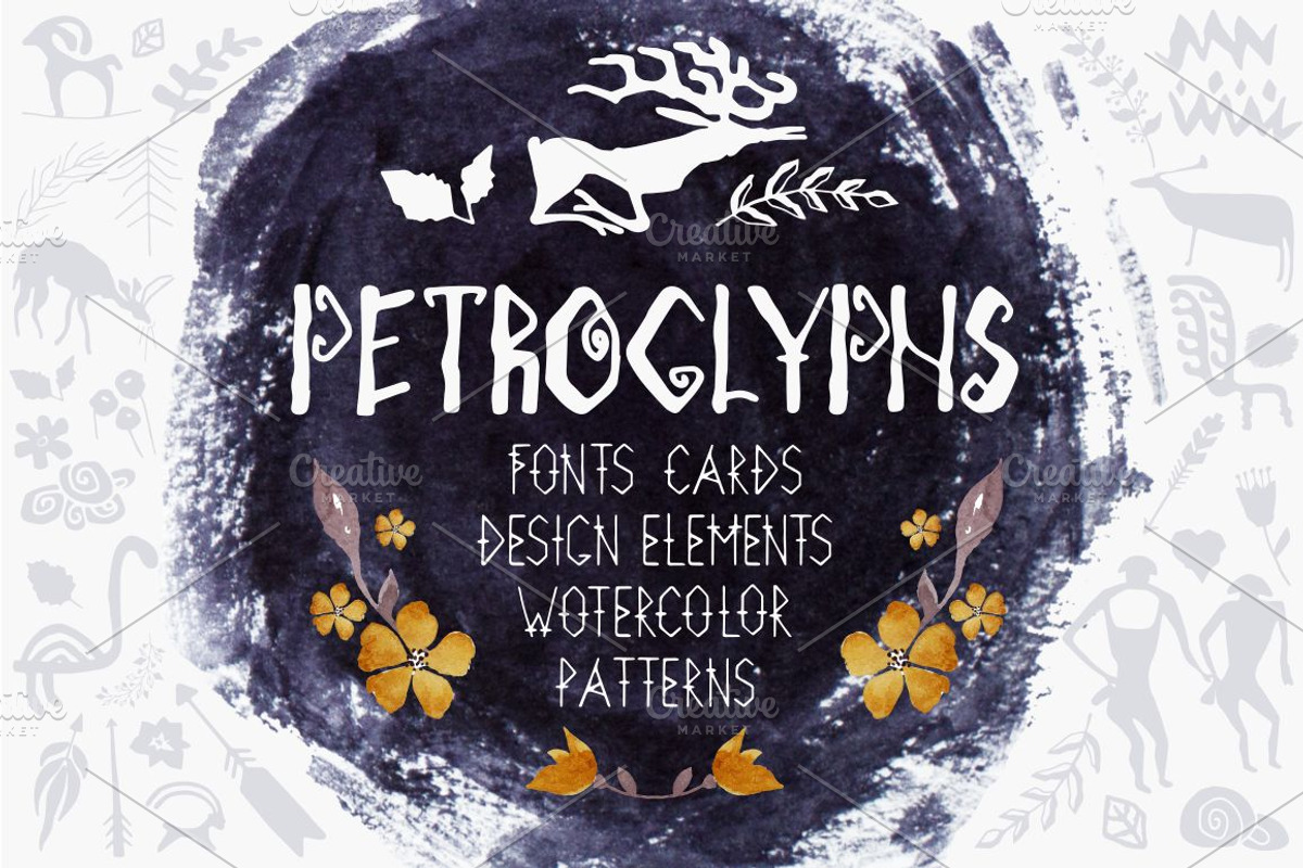 Big kit for design. PETROGLYPHS., an Animal Illustration by OlgaAlekseenko (Photo 1 of 5)