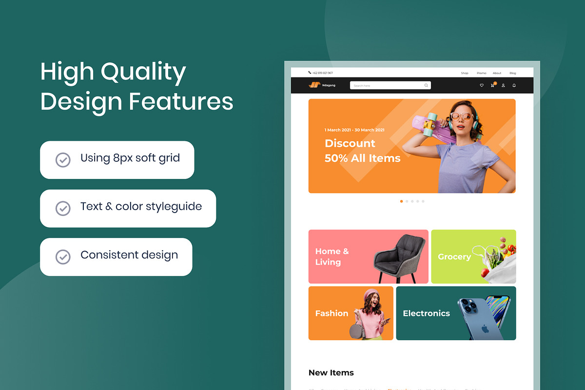 Ndagang-Shopping Website Template, an UI Kit Template by Kreativ Space (Photo 3 of 5)