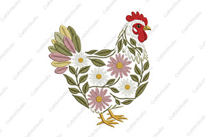 Yarn Easter Floral Chicken PNG, an Illustration by CraftArtStudio