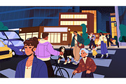 People walk on city street crosswalk, a Person Illustration by PaperTrident (Thumbnail 2 of 3)