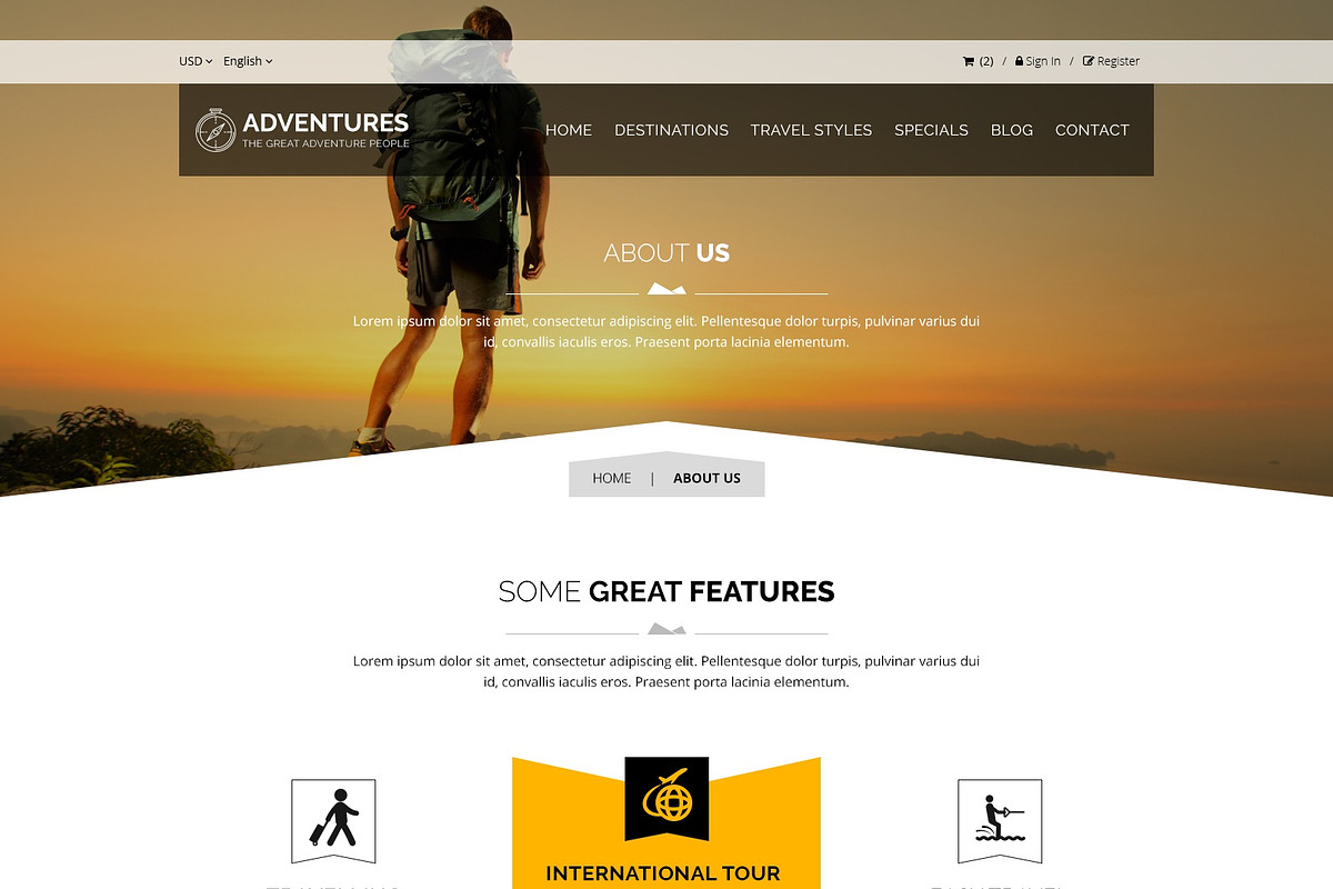 Adventures and Tour PSD Template, a Websites & App Template by ewises (Photo 4 of 15)