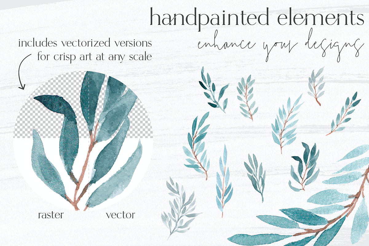 DECO V1 Watercolor Wreaths + Leaves, an Illustration by Wooly Pronto (Photo 2 of 7)