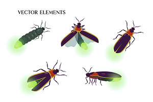 Fireflies Vector Illustrations