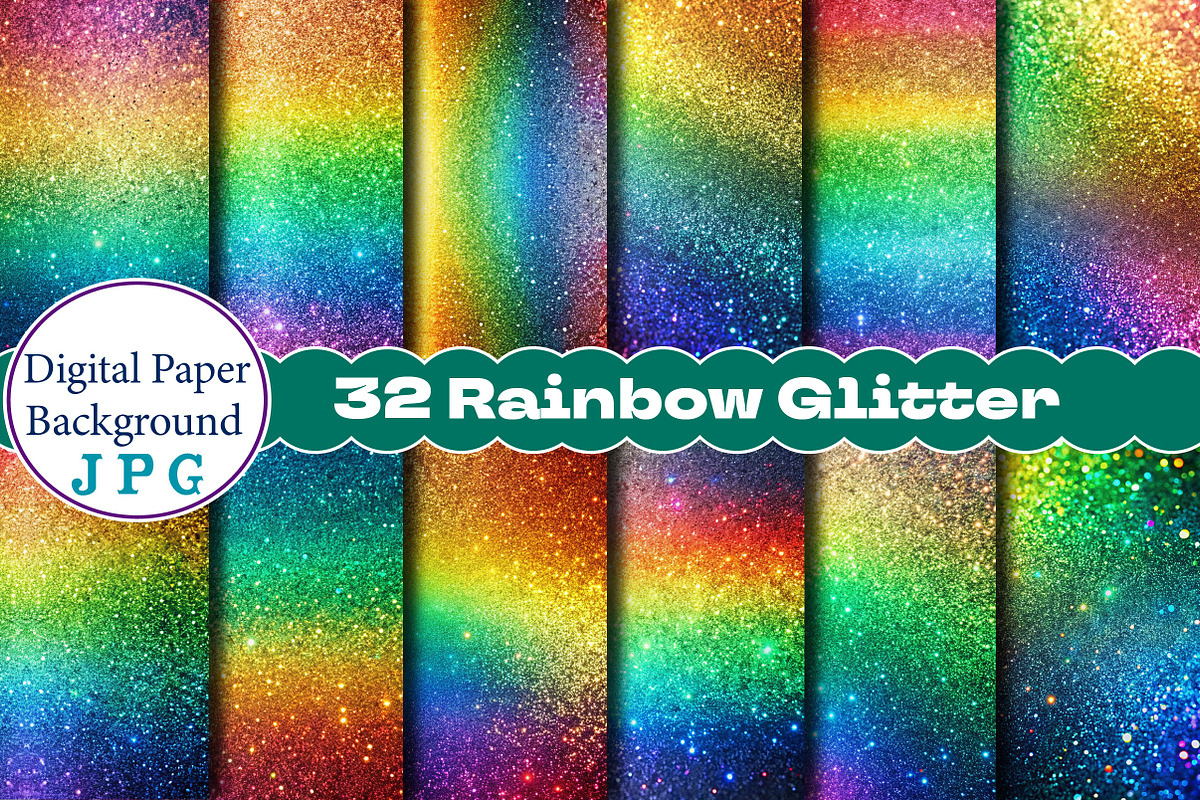 Rainbow Glitter Digital Papers Back, a Background Photo by Wow Magic