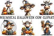 Whimsical Halloween Cow Clipart, a Seasonal Illustration by OK Design (Thumbnail 2 of 6)