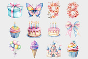 Rainbow Pastel Birthday Clipart, a Seasonal Illustration by Design Market (Thumbnail 2 of 5)