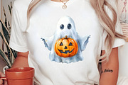 Watercolor Funny Autumn Ghost PNG, a Seasonal Illustration by Canvas Craft (Thumbnail 7 of 8)