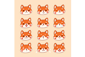 Cute fox emoji. Kawaii animal faces, an Animal Illustration by YummyBuum