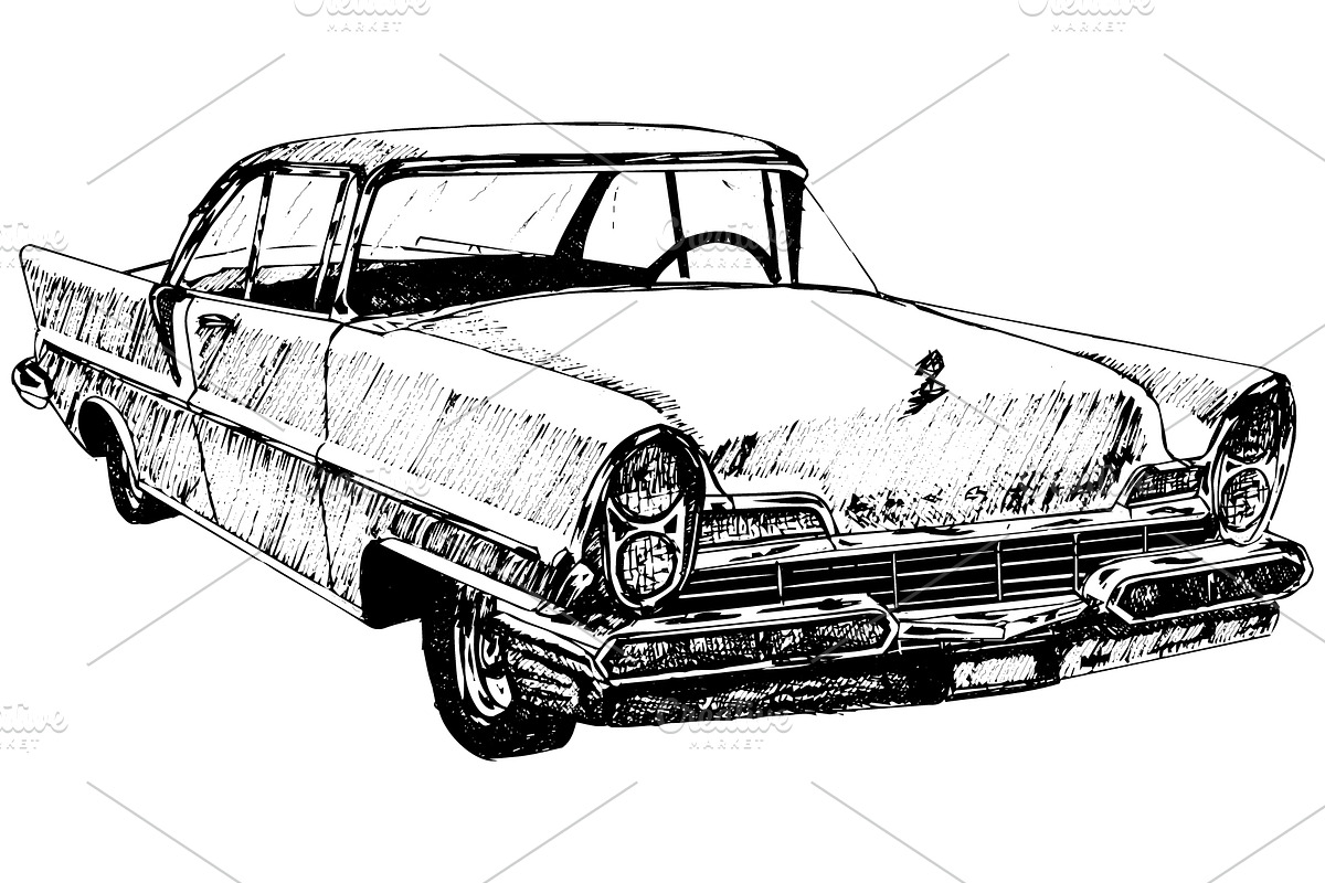 Classic American Vintage Car Drawing, an Illustration by Doggy Days (Photo 4 of 9)