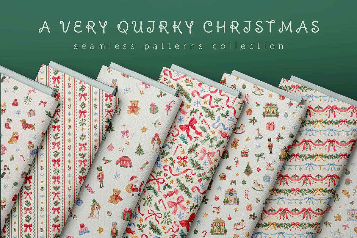 Quirky Christmas Patterns Bundle, a Pattern Graphic by Olya Creative (Photo 2 of 19)