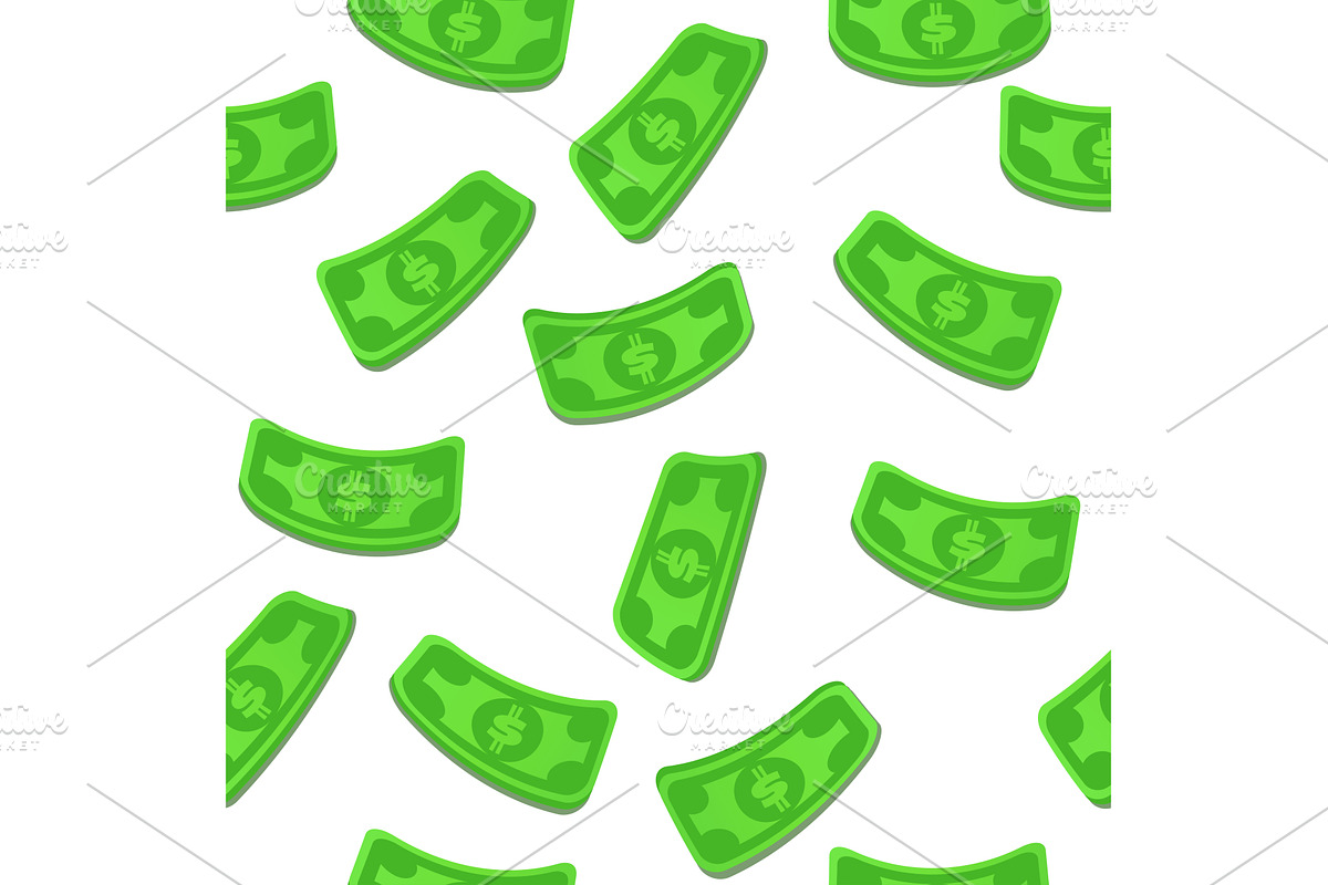 Seamless pattern with falling money, a Pattern Graphic by BabySofja