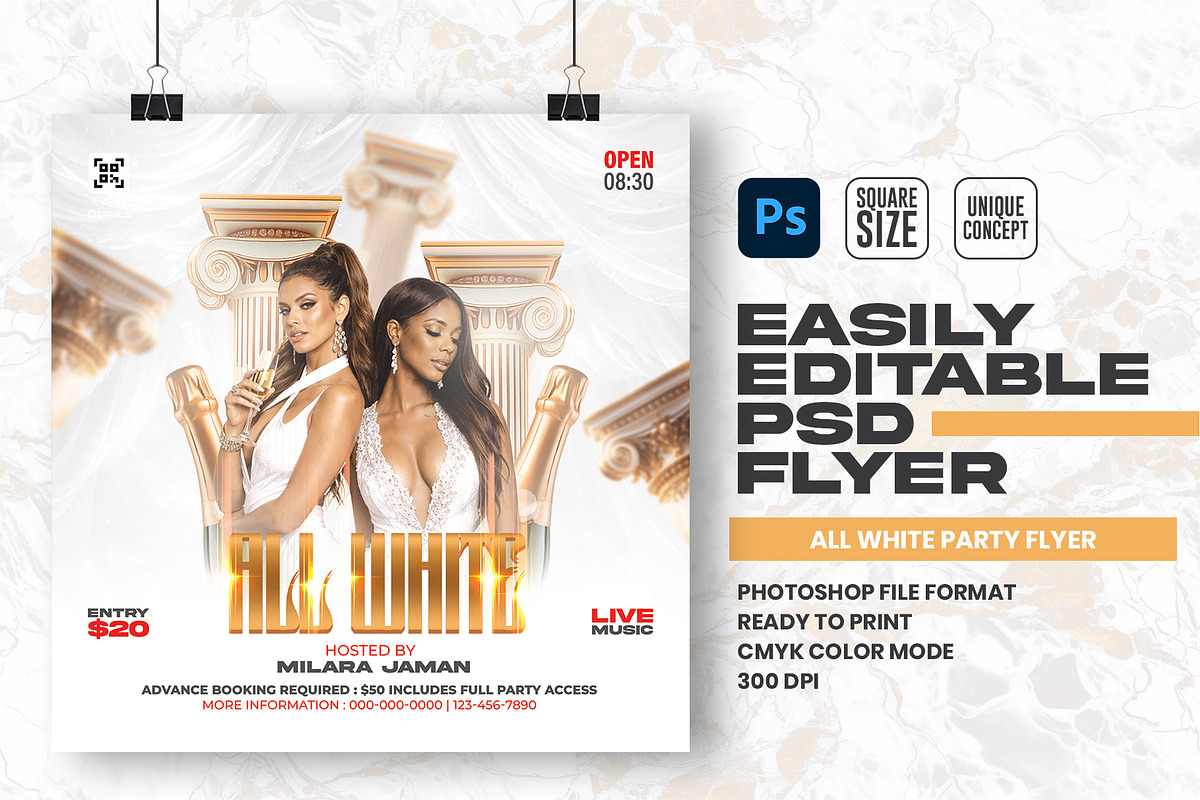 All White Party Flyer Design, a Flyer Template by Shajib Shikder (Photo 1 of 2)