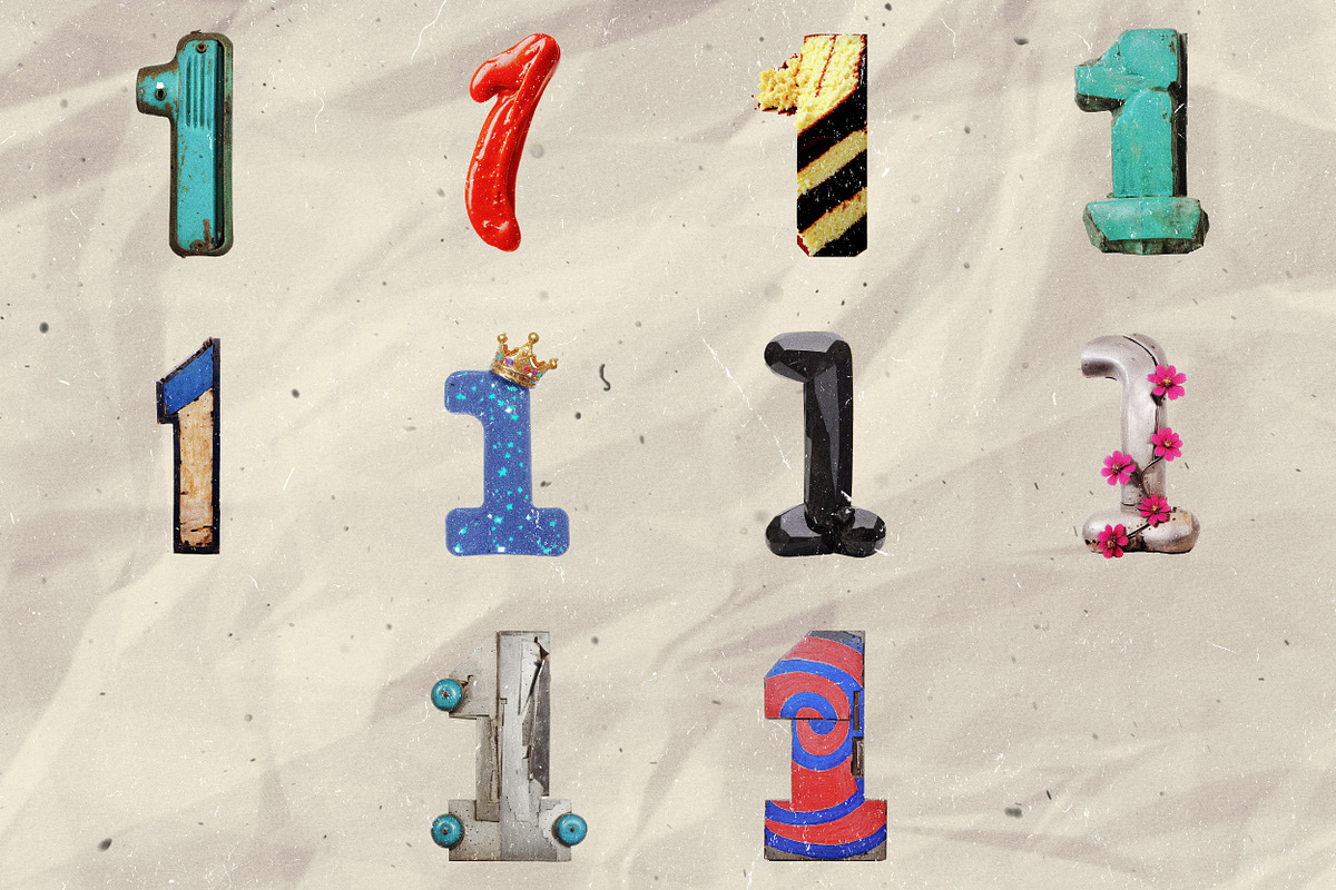 100 Stylized Numbers for Collage Art, an Object Graphic by Megan Aili Designs (Photo 2 of 12)