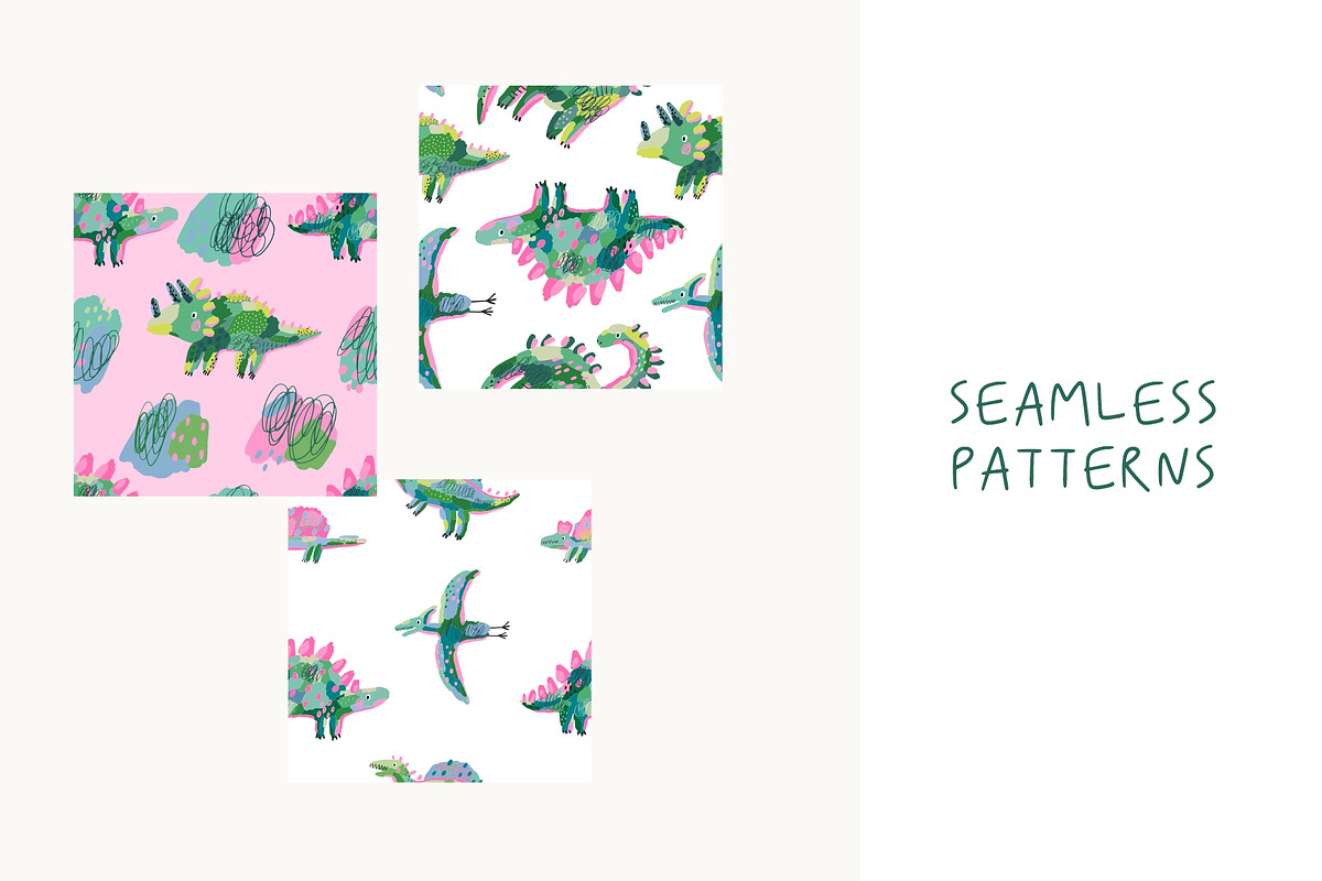 Abstract Hand Drawn Dinosaurs, an Animal Illustration by Barkova Nadya (Photo 7 of 8)