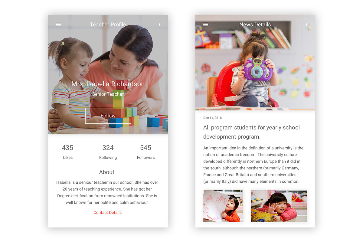 Kindergarten & Pre-school Figma App, an UI Kit Template by themelove