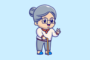 Cute Grandma Peace Hand Cartoon, a Person Illustration by Catalyst Labs (Thumbnail 1 of 3)