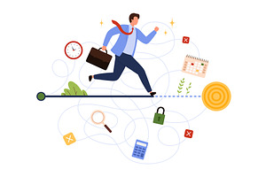 Businessman Taking Shortcut Achieve, an Object Illustration by Flashvector
