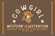 Cowgirl Western Illustration Set, an Illustration by Southerntown (Thumbnail 1 of 5)