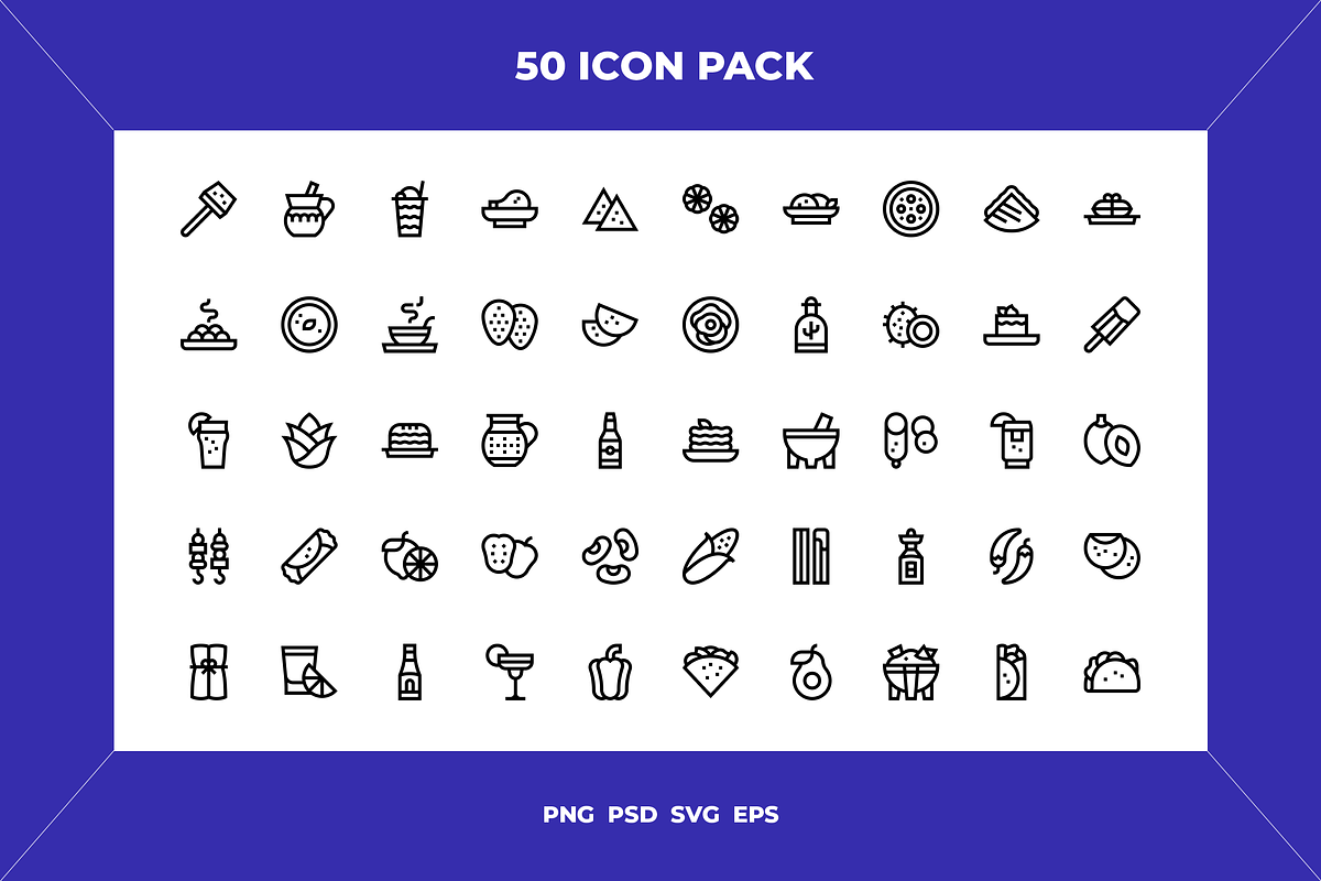 Mexican food icons, an Outline Icon by Wencory
