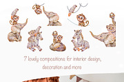 Cute Boho Safari Animals Watercolor, an Illustration by Shabbypie (Thumbnail 5 of 9)