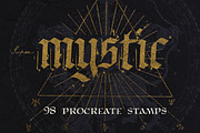 98 Procreate mystic / ocult stamps, a Brush Add-On by Endete & Mazak brushes (Thumbnail 1 of 6)