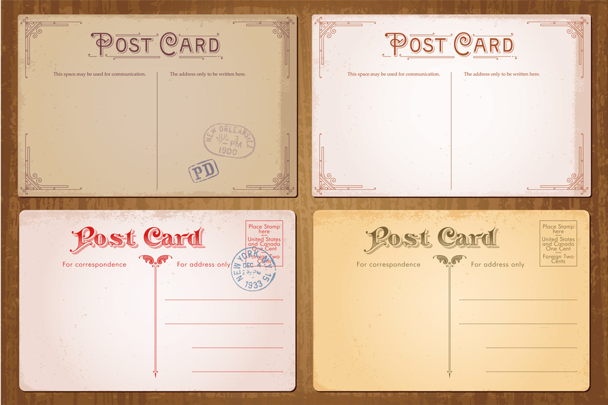 Vintage Postcards Vector Set, an Object Graphic by Digiselector Design Goods (Photo 3 of 5)