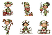 Whimsical Christmas nurse clipart, an Illustration by CreationArt (Thumbnail 2 of 5)