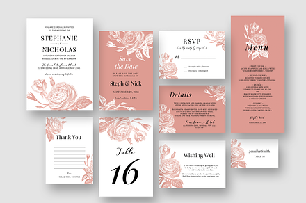Rose Blush Roses Wedding Suite, an Invitation Template by Inkpower
