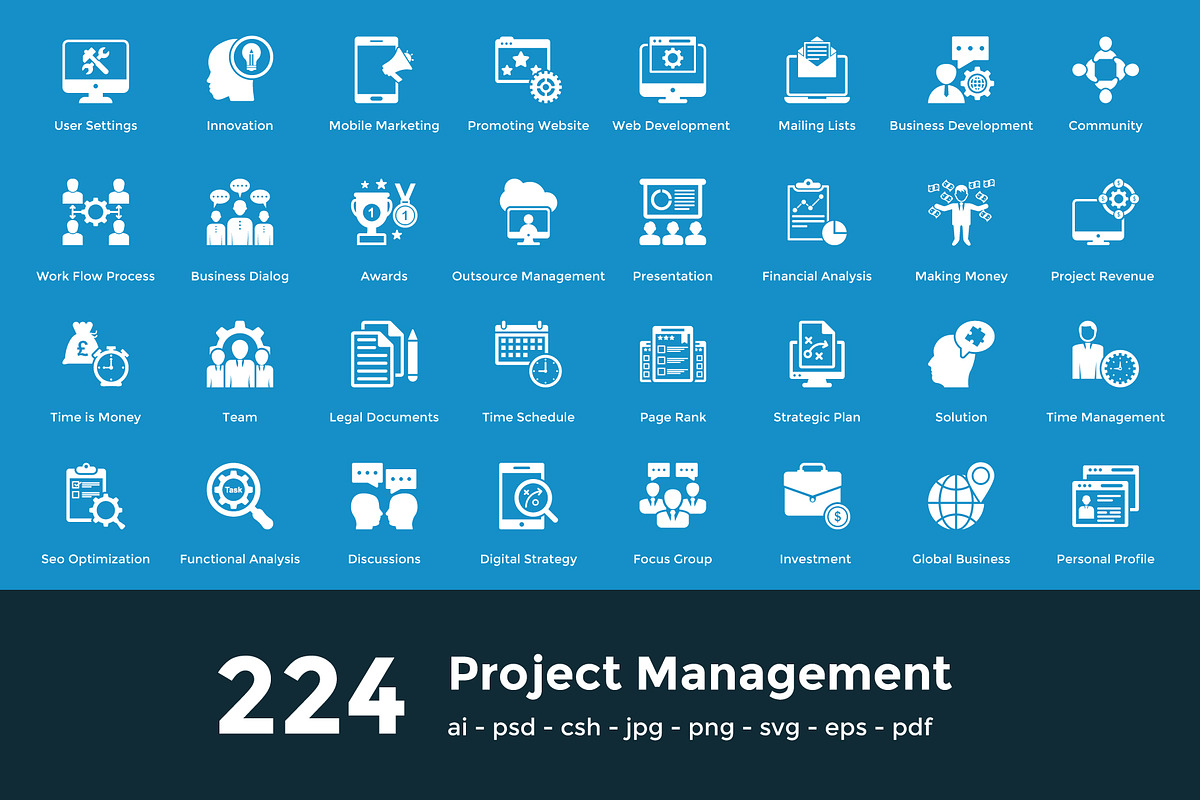 224 Project Managment Vector Icons, a Solid Icon by Vectors Market (Photo 1 of 7)
