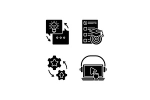 Workshop Black Glyph Icons Set