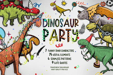 Birthday dinosaurs clipart