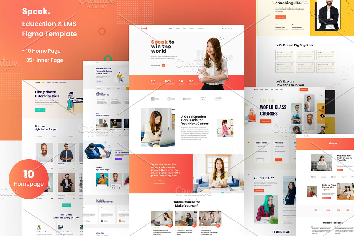 Speak-Education & LMS Figma Template, a Landing Page Template by Pixency (Photo 1 of 18)